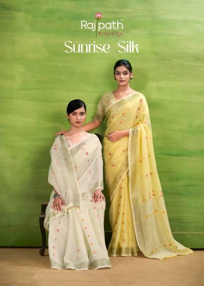 SUNRISE SILK BY RAJPATH DESIGNER LINEN SILK SAREE WHOLESALER IN INDIA